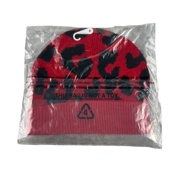 YUMMY SWEATER CO Red Leopard Beanie Hat - Picture 3 of 3